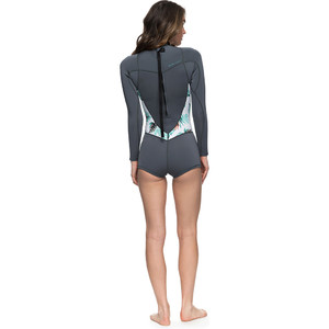 Roxy Womens Syncro Series 2mm Long Sleeve Back Zip Spring Shorty Wetsuit ASH / PISTACCIO ERJW403014